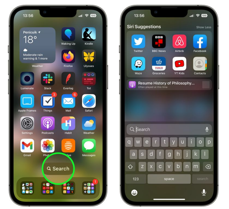 德保苹果手机维修分享升级到 iOS 16 后，如何删除主屏幕上的搜索按钮 