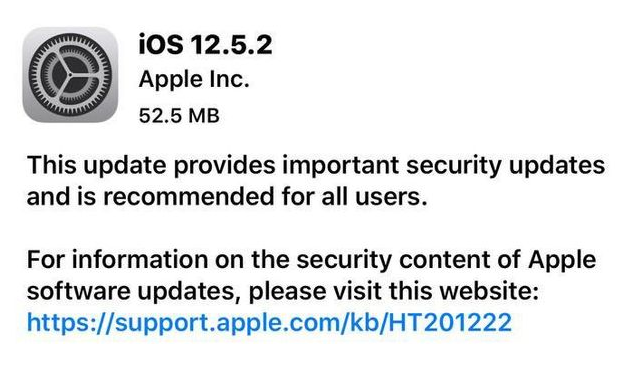德保苹果手机维修分享iOS12.5.2发布，建议所有老苹果用户安装 
